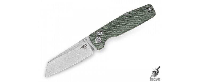 Складной нож Bestech Slasher сталь D2 Stonewash, рукоять Микарта зеленая 