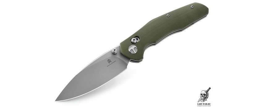 Складной нож нож Bestechman Ronan сталь 14C28N Stonewash, рукоять G10 зеленая 