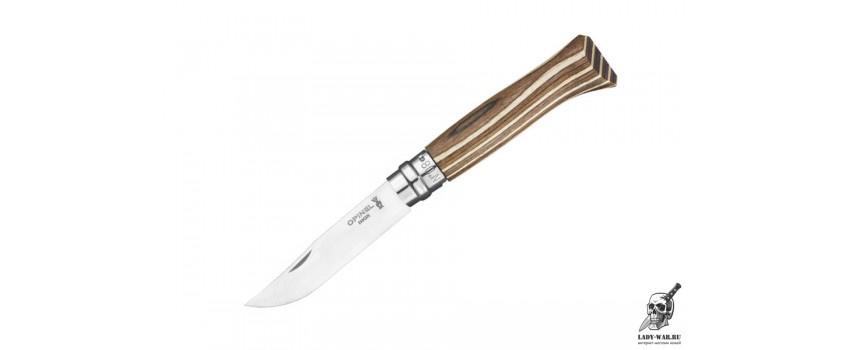 Нож Opinel №08, нержавеющая сталь, ручка из березы - коричневый 