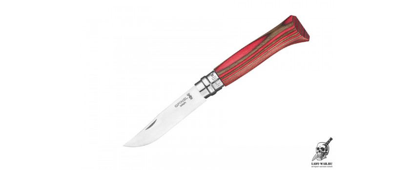 Нож Opinel №08, нержавеющая сталь, ручка из березы - красный 